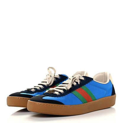 Gucci Nylon Suede Web Womens G74 Sneakers 37 Black Bright Splash 2 of 11