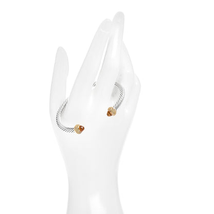 David Yurman Sterling Silver 18K Yellow Gold Citrine Yellow Sapphire 5mm Candy Cable Bracelet 2 of 4