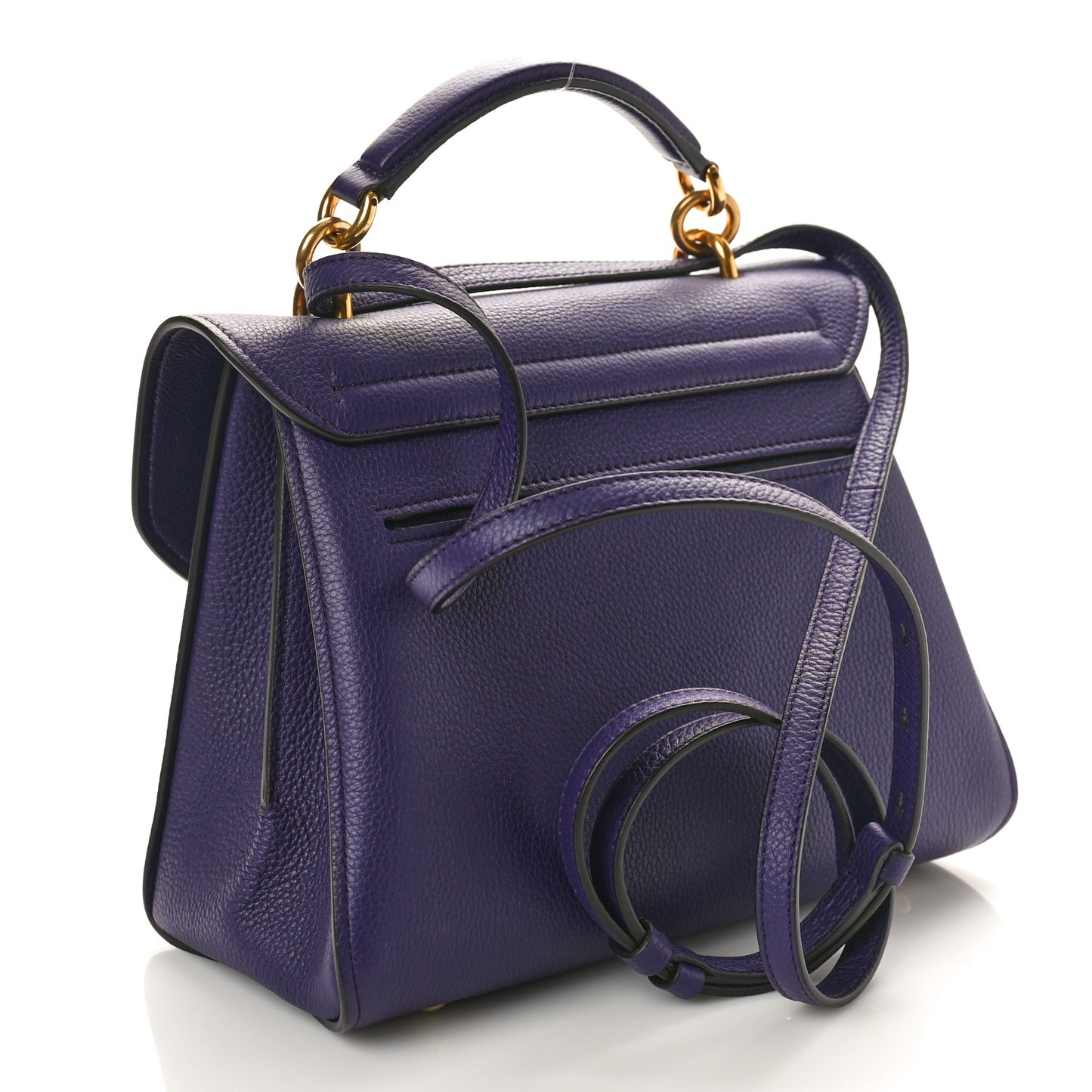 Calfskin Small Margot Top Handle Satchel Sommerso Purple