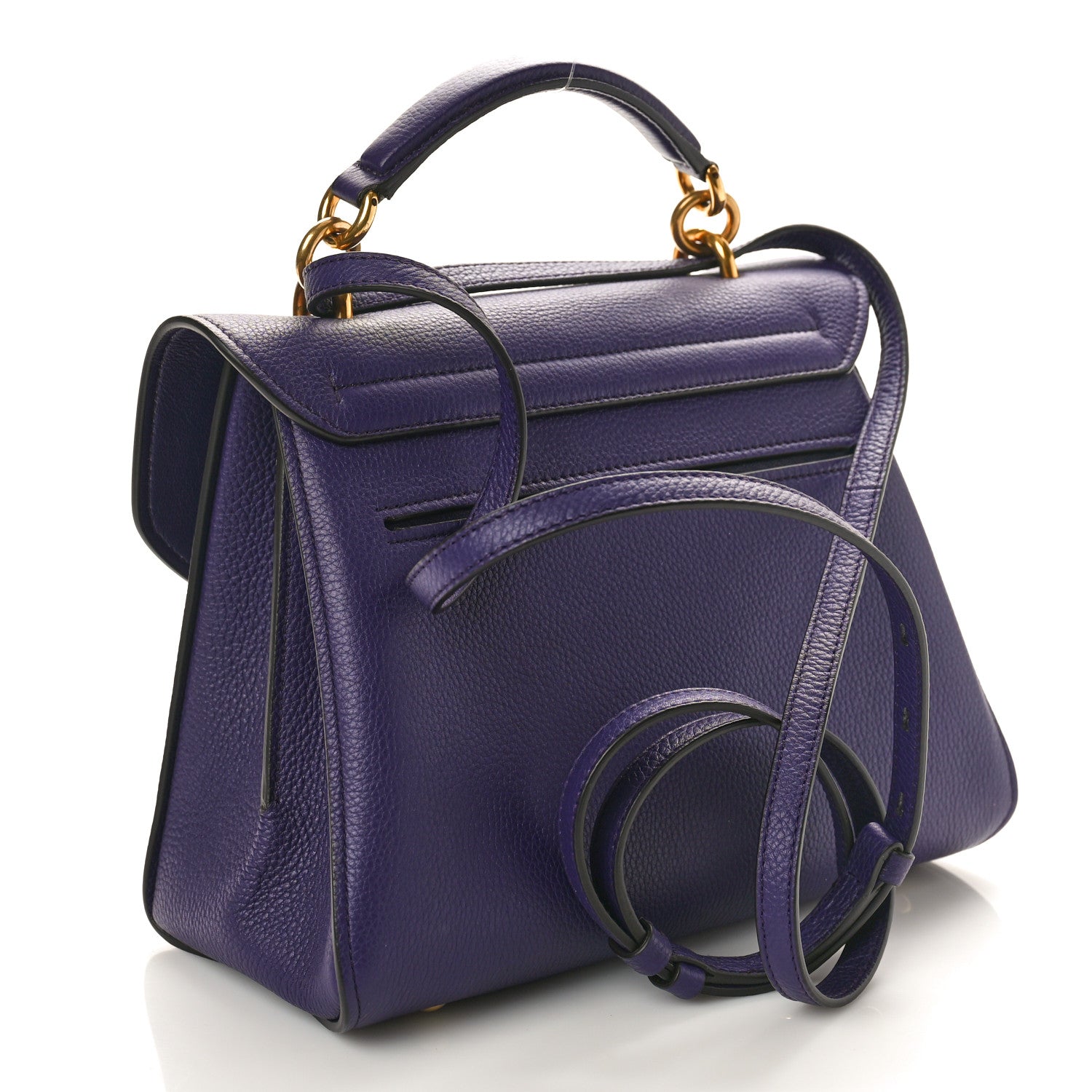 Salvatore Ferragamo Calfskin Small Margot Top Handle Satchel Sommerso Purple 3 of 9