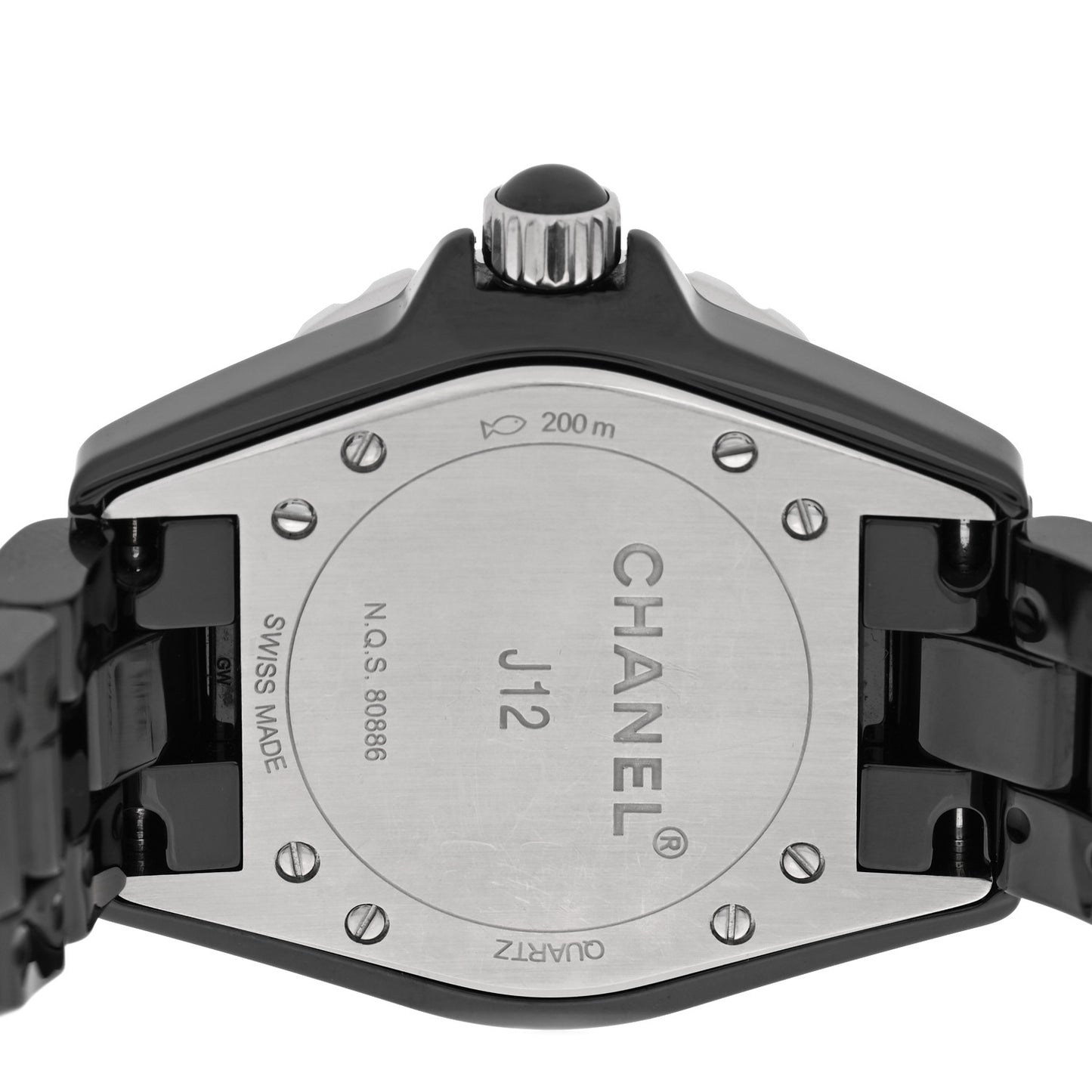 Stainless Steel Ceramic Diamond 33mm J12 Quartz Watch Black