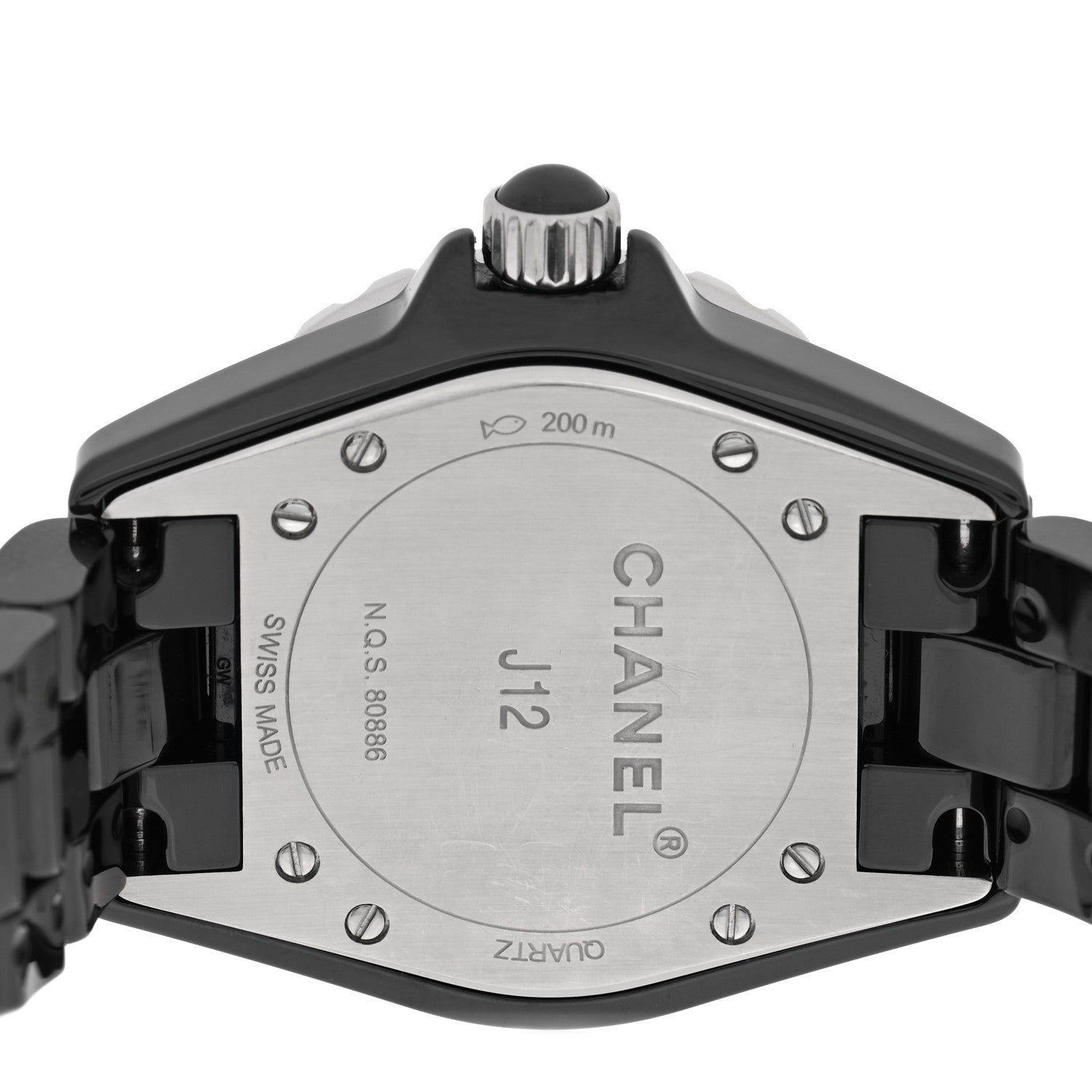 Chanel Stainless Steel Ceramic Diamond 33mm J12 Quartz Watch Black 4 of 5
