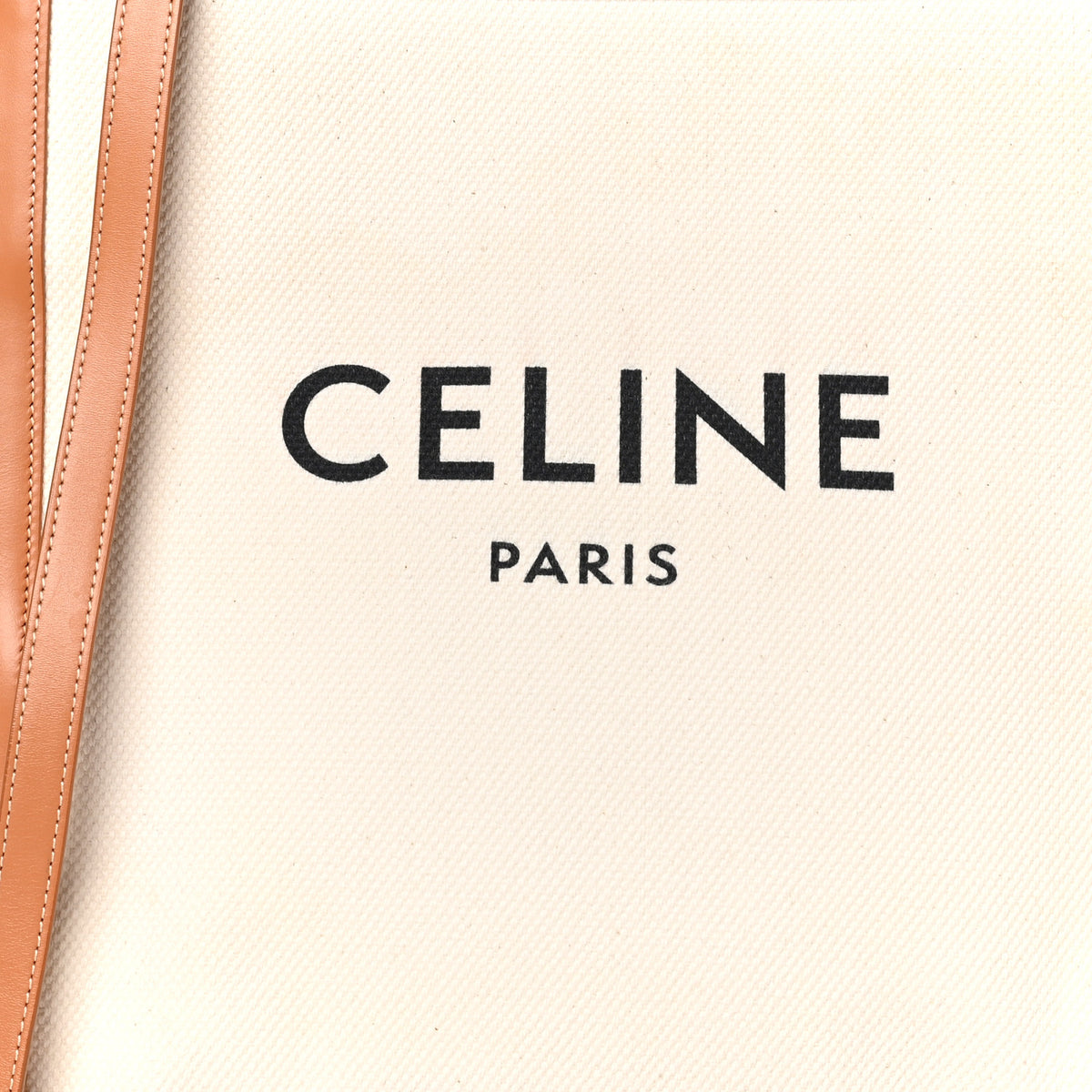 Canvas Calfskin Logo Print Small Vertical Cabas Natural Tan