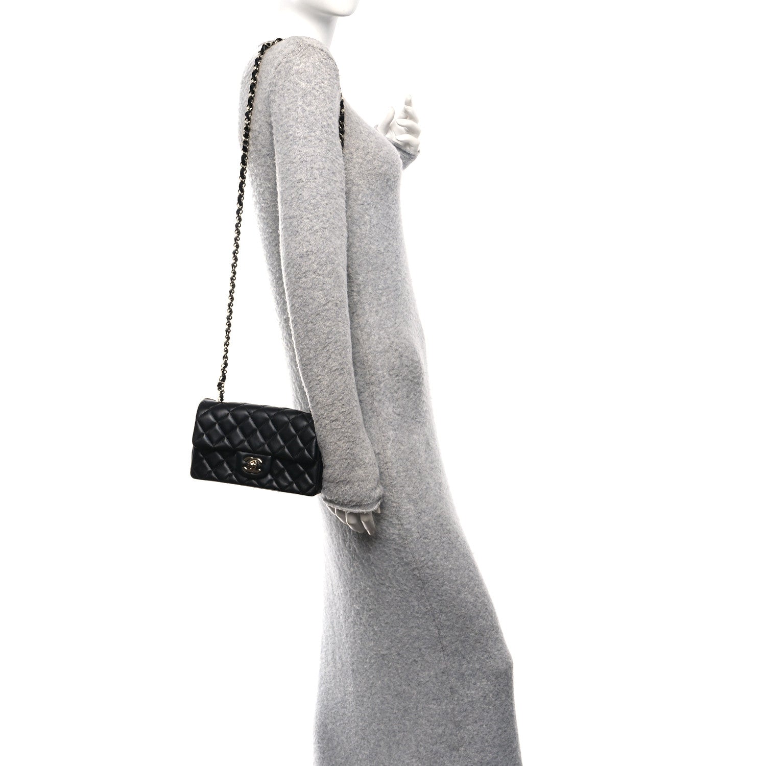 Chanel Lambskin Quilted Mini Rectangular Flap Black 2 of 12