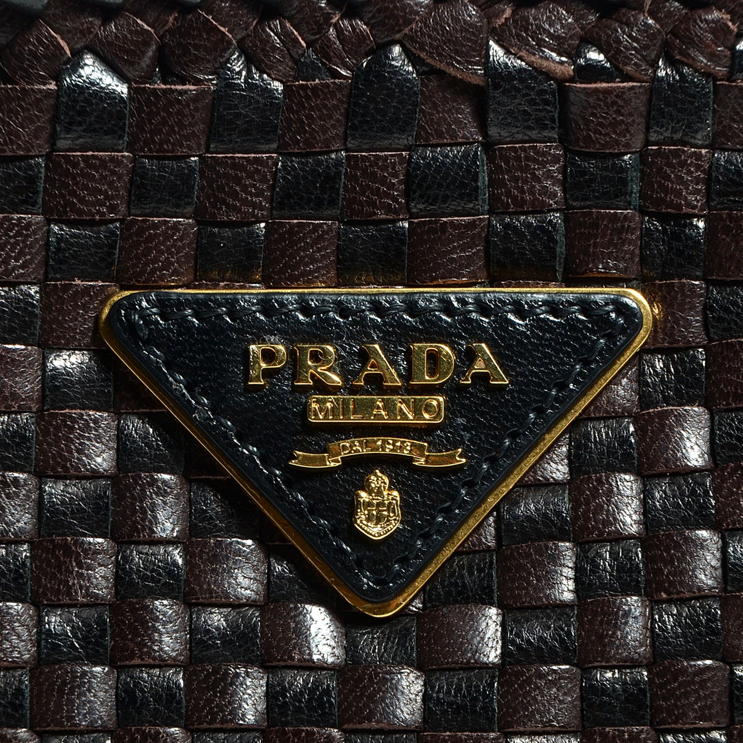 Goatskin Woven Zip Clutch Moro Black