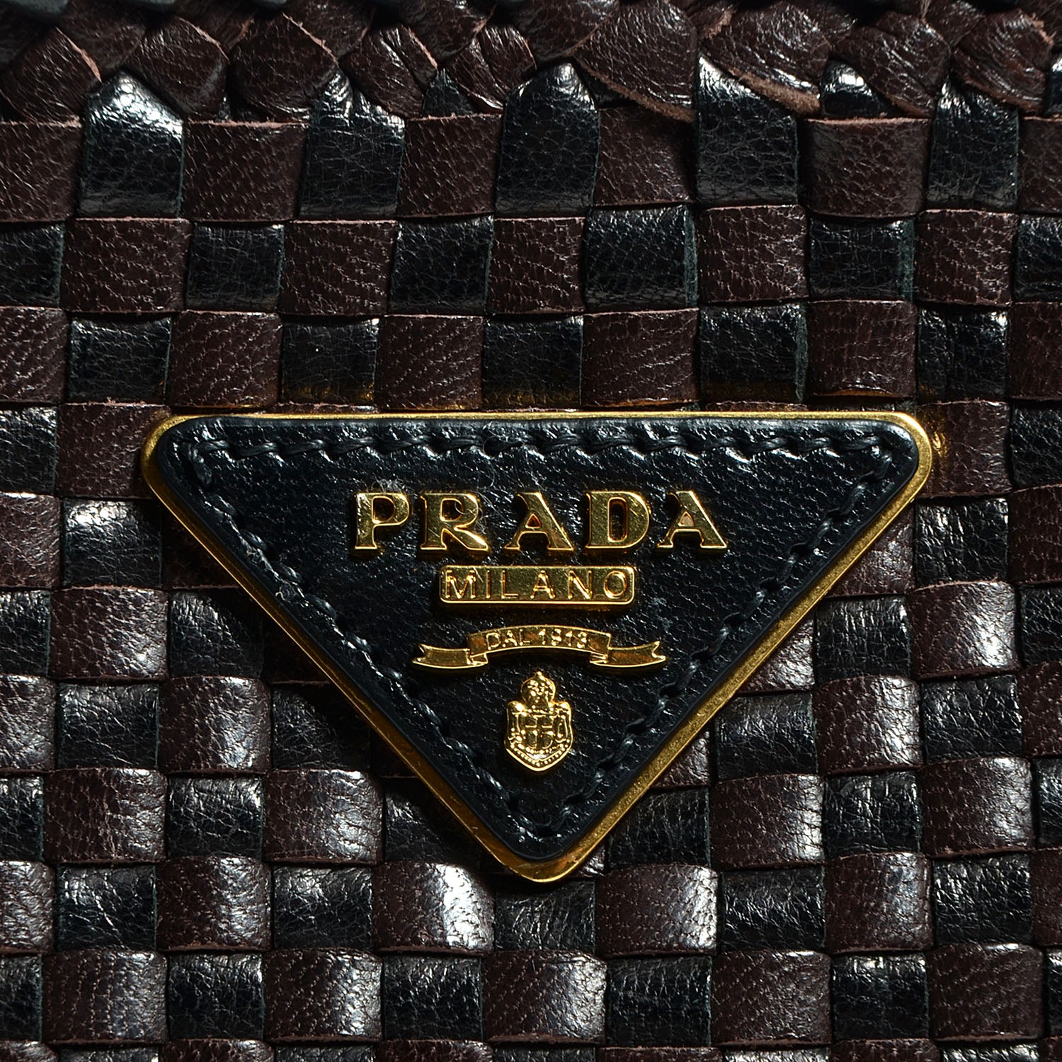 Prada Goatskin Woven Zip Clutch Moro Black 9 of 9