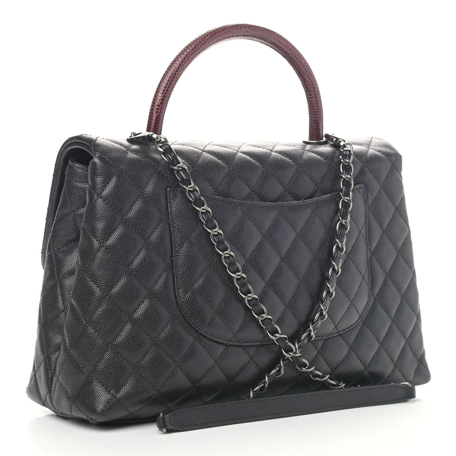 Chanel Caviar Lizard Quilted Medium Coco Handle Flap Black 2 of 13