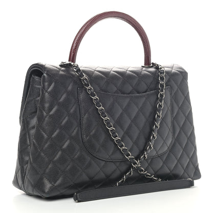 Chanel Caviar Lizard Quilted Medium Coco Handle Flap Black 2 of 13
