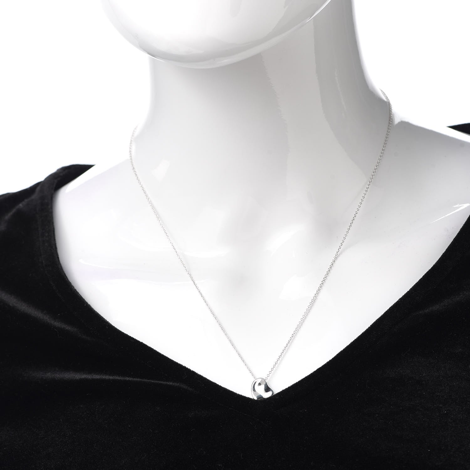Tiffany Sterling Silver Elsa Peretti Full Heart Pendant Necklace 2 of 5
