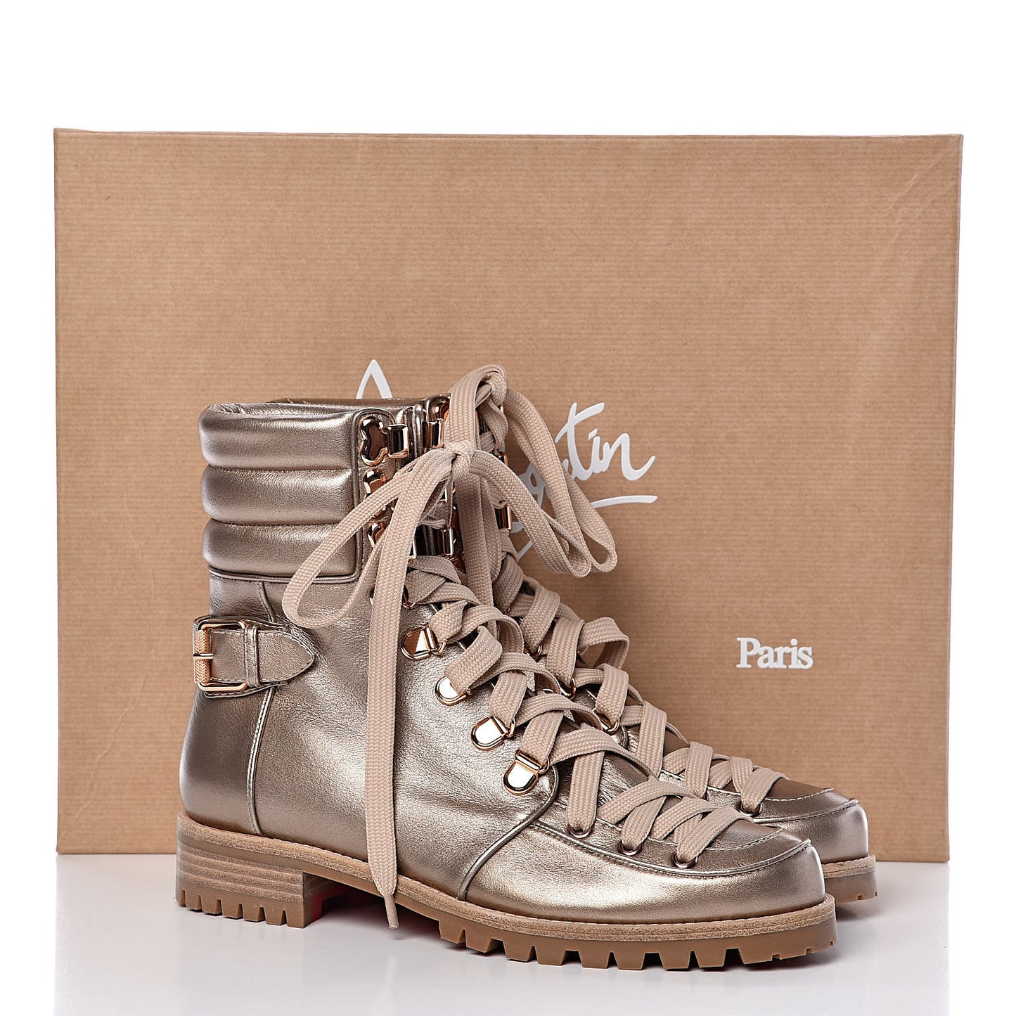 Metallic Calfskin Who Runs Flat Boots 38 Colombe