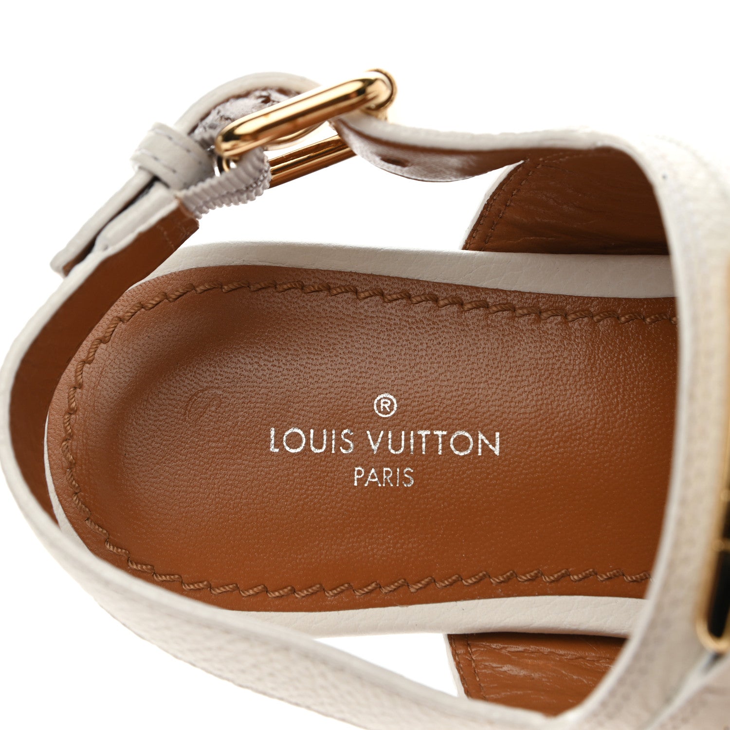 Louis Vuitton Grained Calfskin Horizon Flat Sandals 35 White 6 of 7