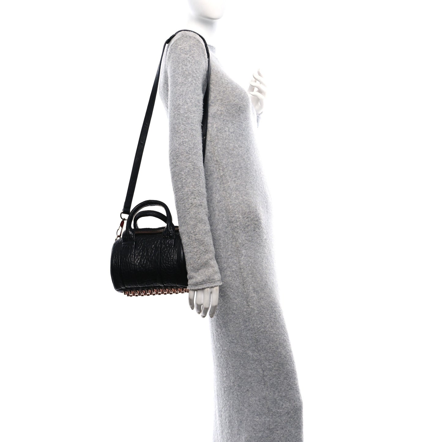 Pebbled Lambskin Mini Rockie Black Rose Gold Hardware