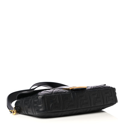 Fendi Nappa FF 1974 Embossed Large Baguette Black 6 of 8
