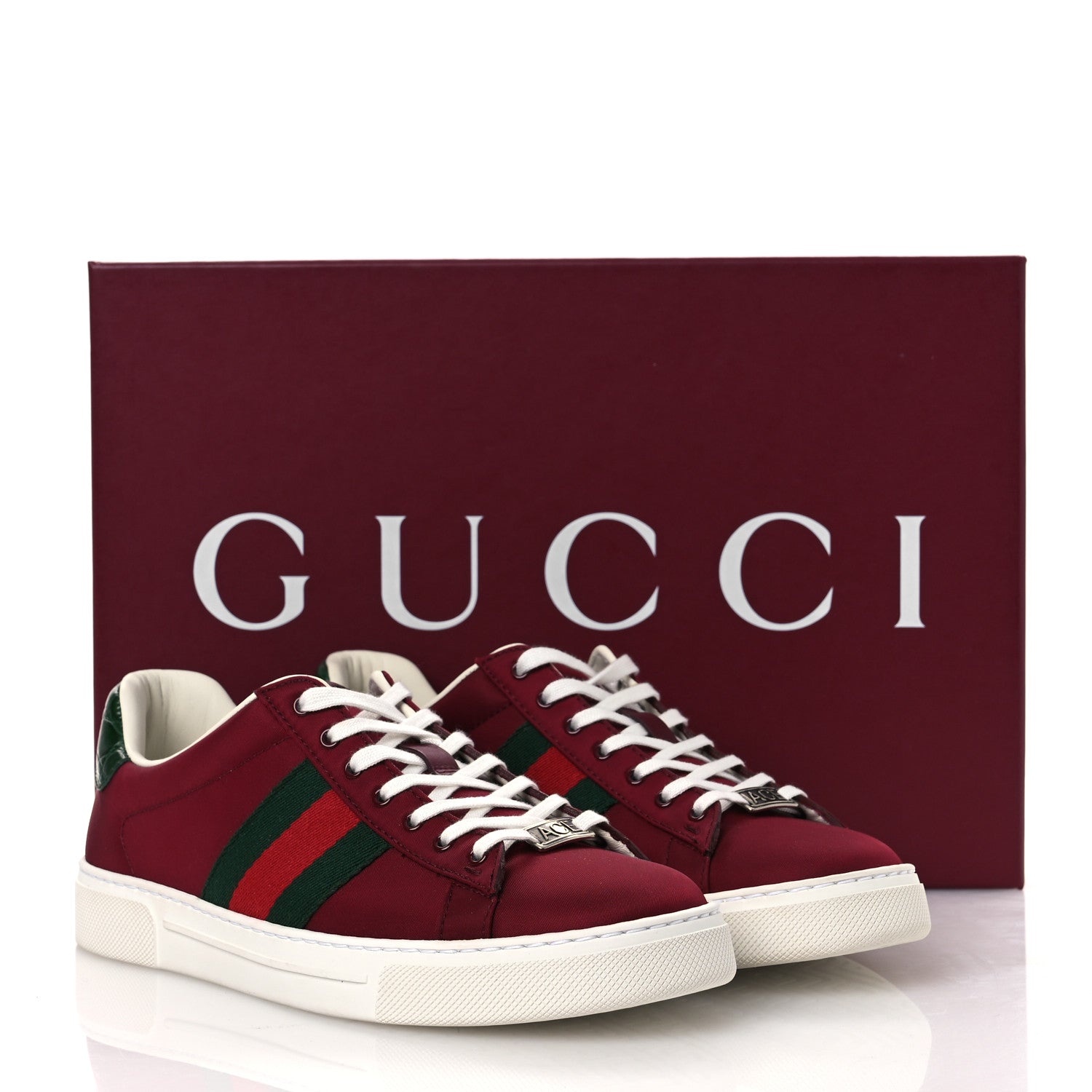 Gucci Econyl Nylon Diva Crocodile Web Mens Ace Sneakers 7.5 Rosso Ancora Vert 12 of 12