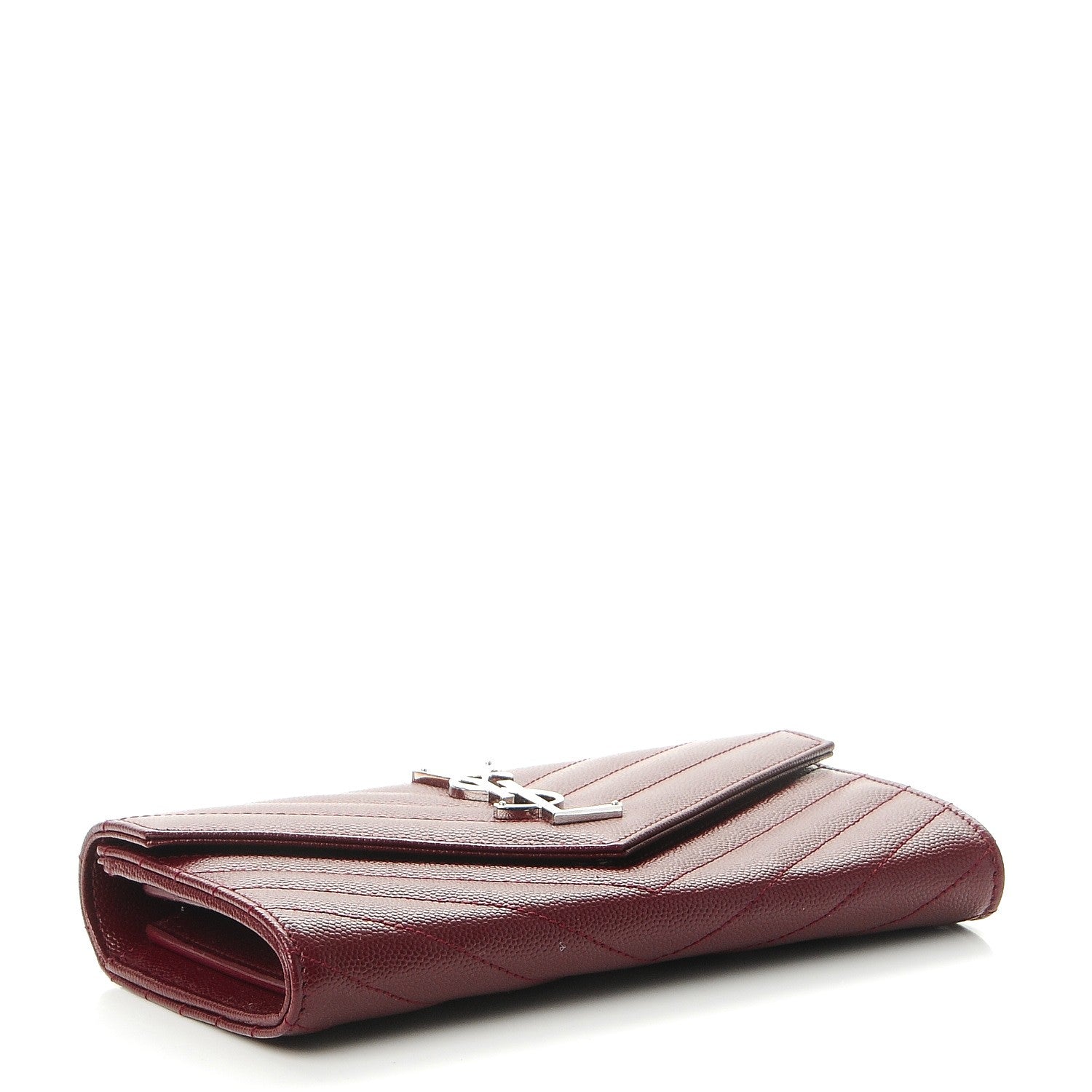 Saint Laurent Grain De Poudre Matelasse Chevron Monogram Wallet Palissandre 4 of 7