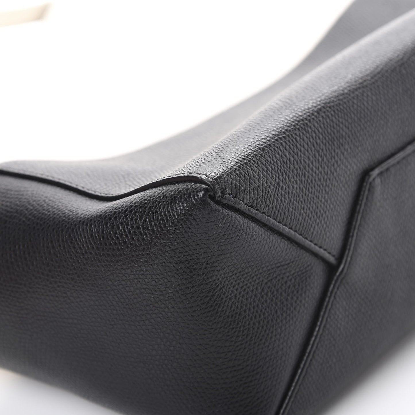 Grained Calfskin Small Vertical Bi-Cabas Cream Black