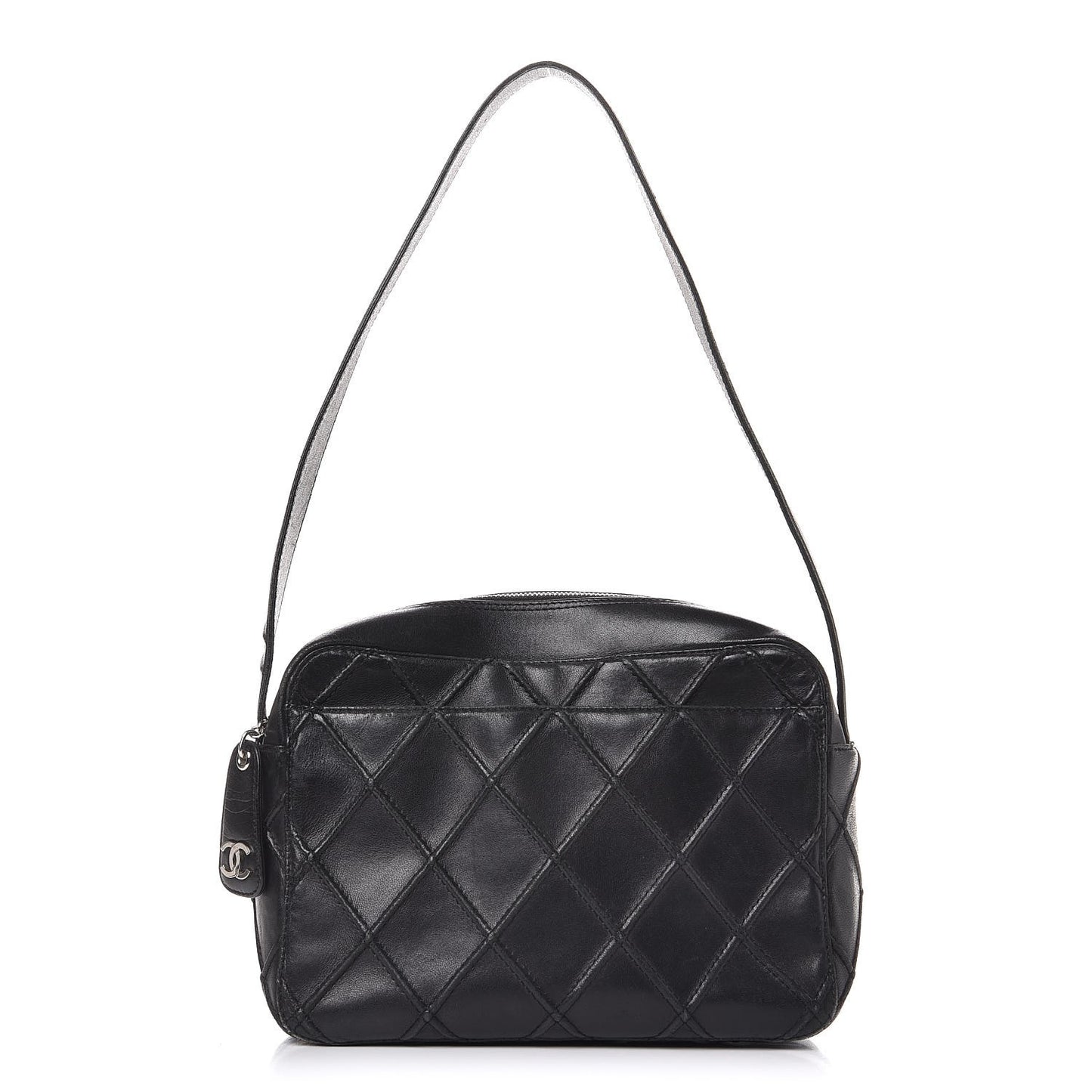 Lambskin Diamond Stitched Camera Case Black