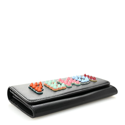 Fendi Vitello Liberty Fun Fair Studded Continental Wallet On Chain Black Multicolor 3 of 8