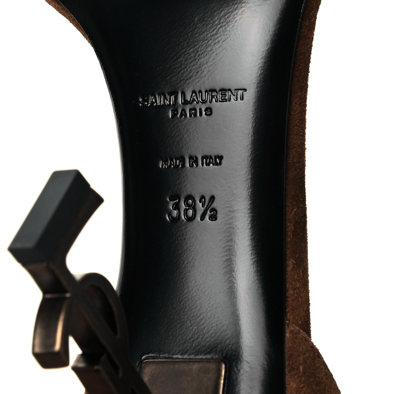 Saint Laurent Suede Calfskin Opyum 110 Sandals 38.5 Cachemere Gold 6 of 7