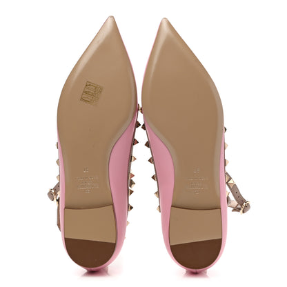 Valentino Garavani Calfskin Nappa Rockstud Cage Ballerina Flats 37 Absolute Poudre 5 of 8