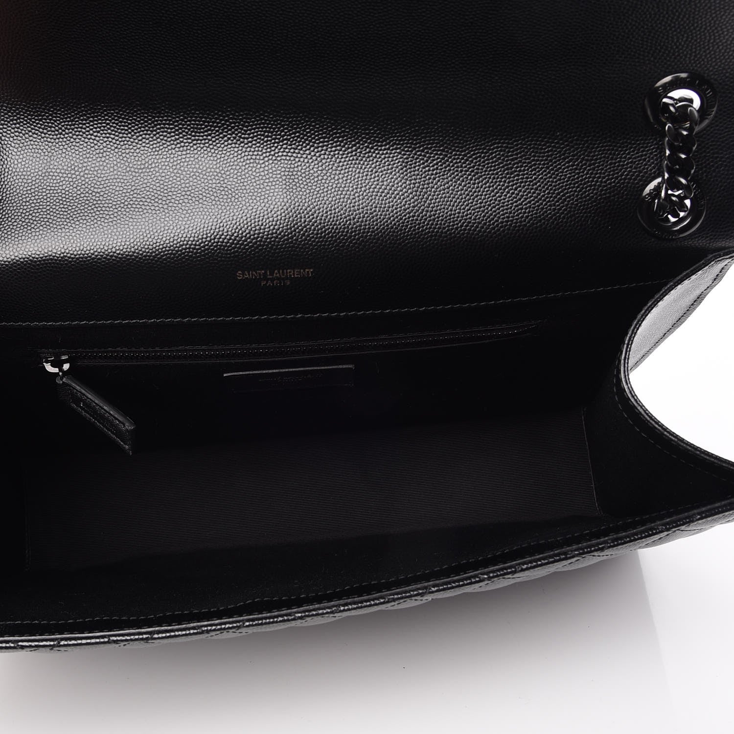 Saint Laurent Grain De Poudre Textured Mixed Matelasse Large Triquilt Monogram Satchel Black 14 of 17