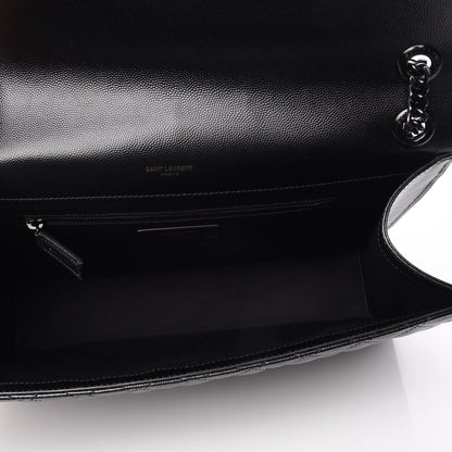 Saint Laurent Grain De Poudre Textured Mixed Matelasse Large Triquilt Monogram Satchel Black 14 of 17