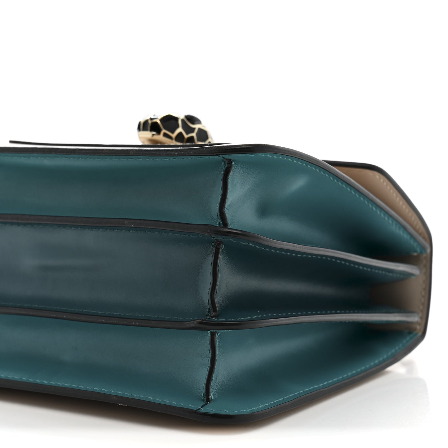 Calfskin Serpenti Forever Top Handle Beige Green