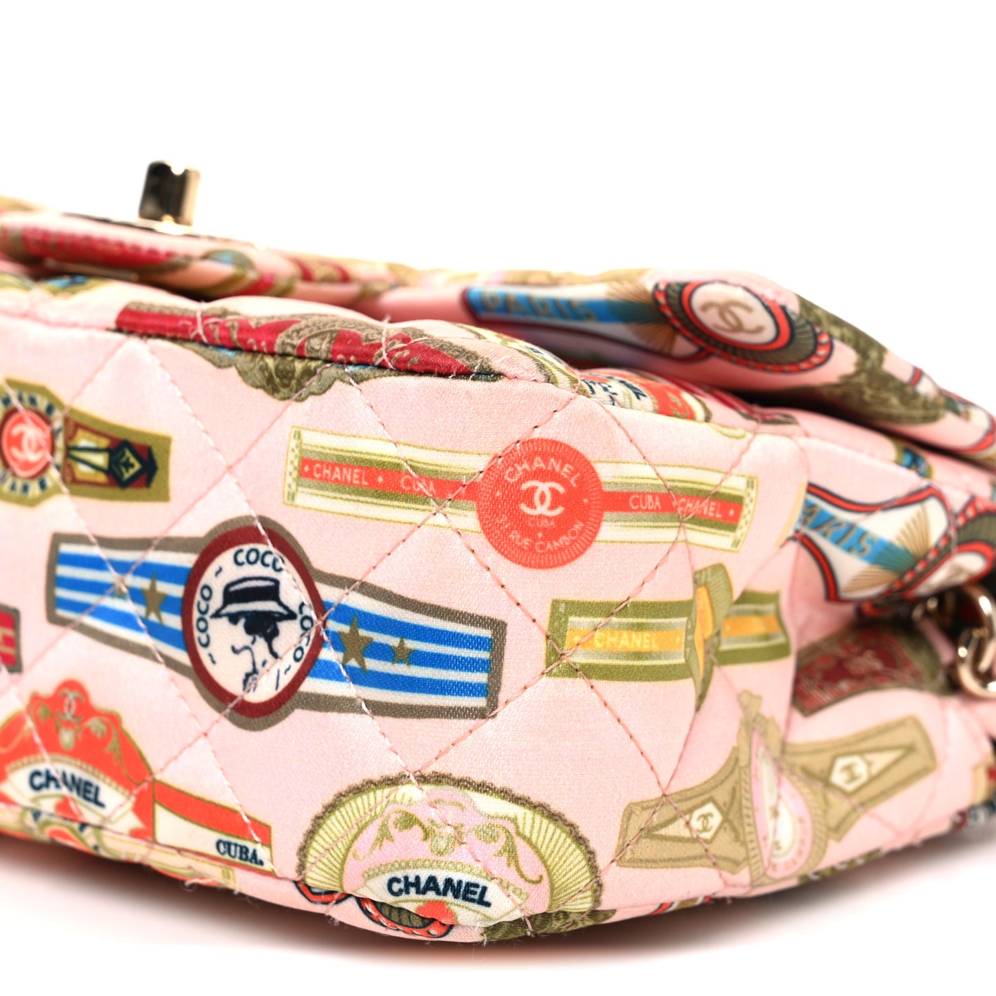 Satin Paris Cuba Cigare Print Mini Flap Pink