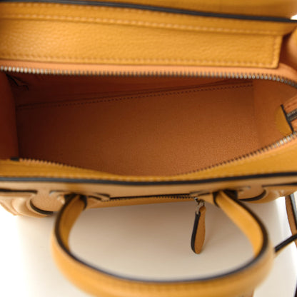 Celine Drummed Calfskin Nano Luggage Ocre 5 of 10