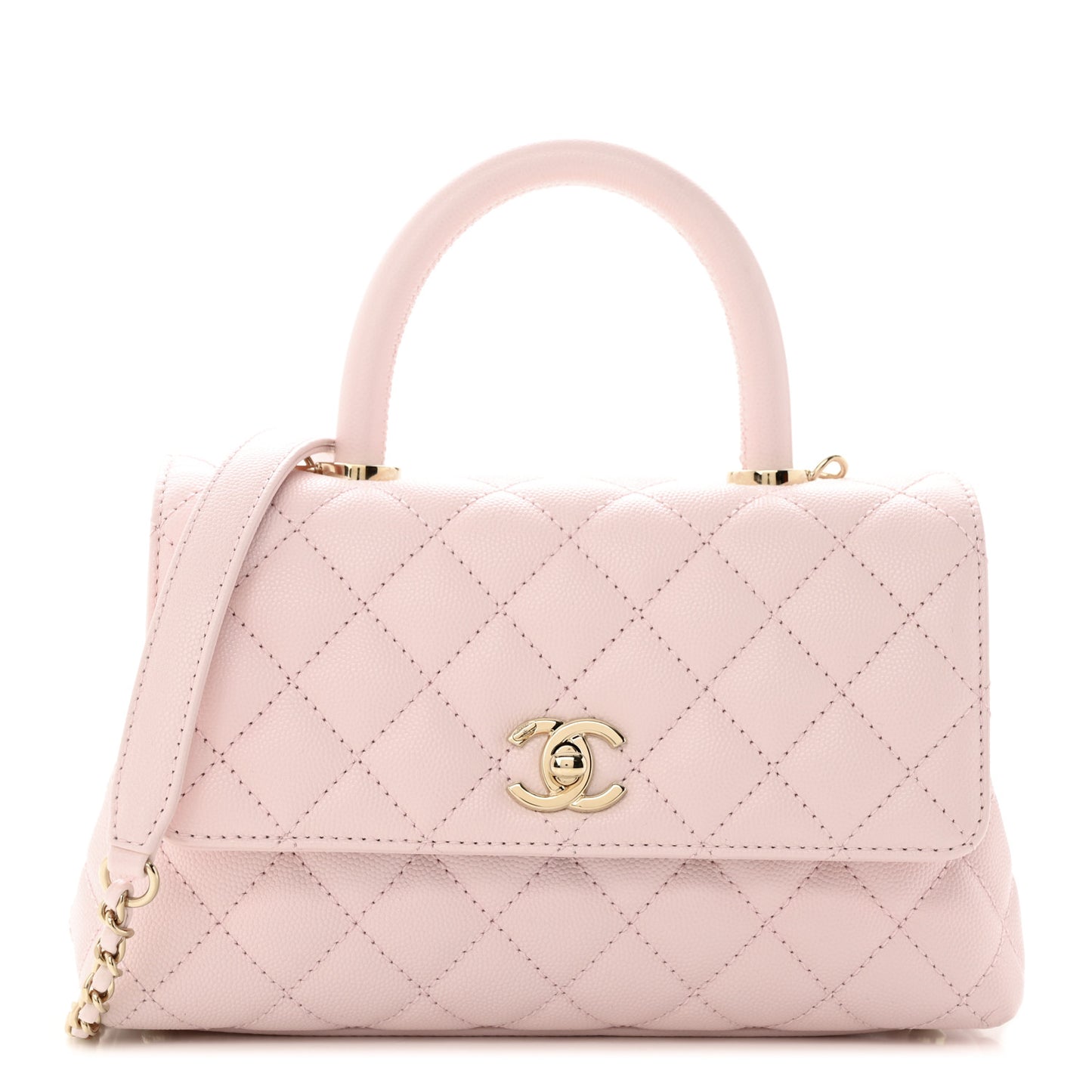 Caviar Quilted Mini Coco Handle Flap Light Pink