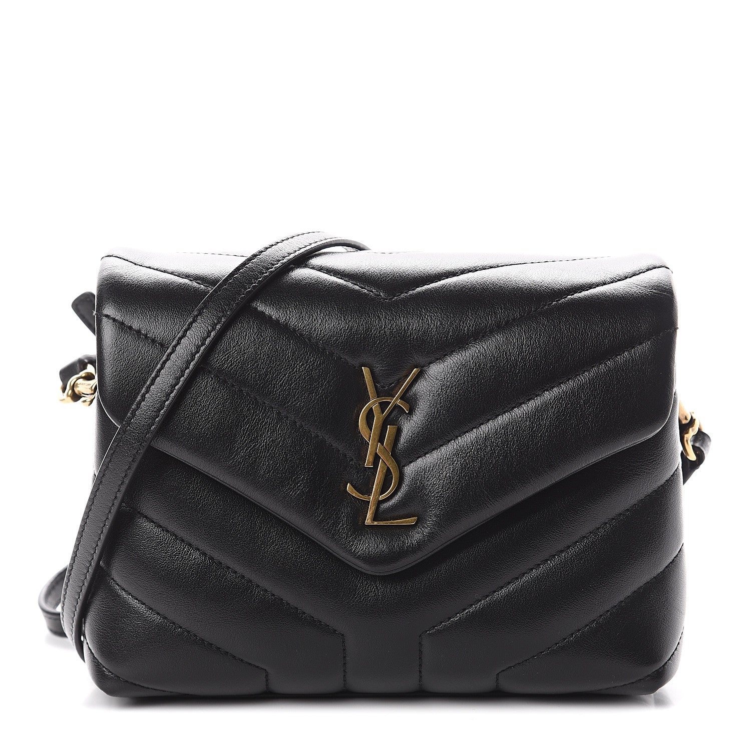 Saint Laurent Calfskin Y Quilted Monogram Toy Loulou Crossbody Bag Black 1 of 8