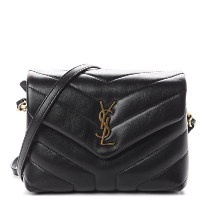 Saint Laurent Calfskin Y Quilted Monogram Toy Loulou Crossbody Bag Black 1 of 8