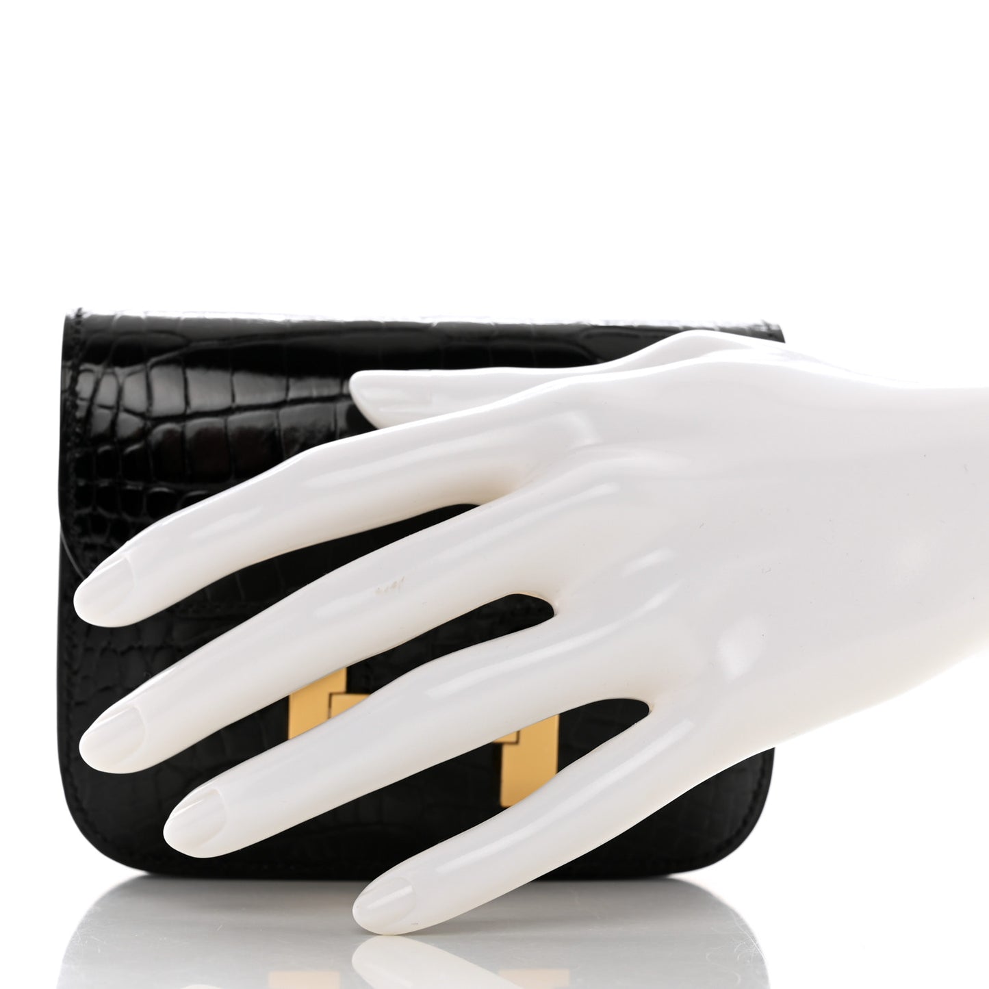 Shiny Alligator Constance Slim Wallet Black