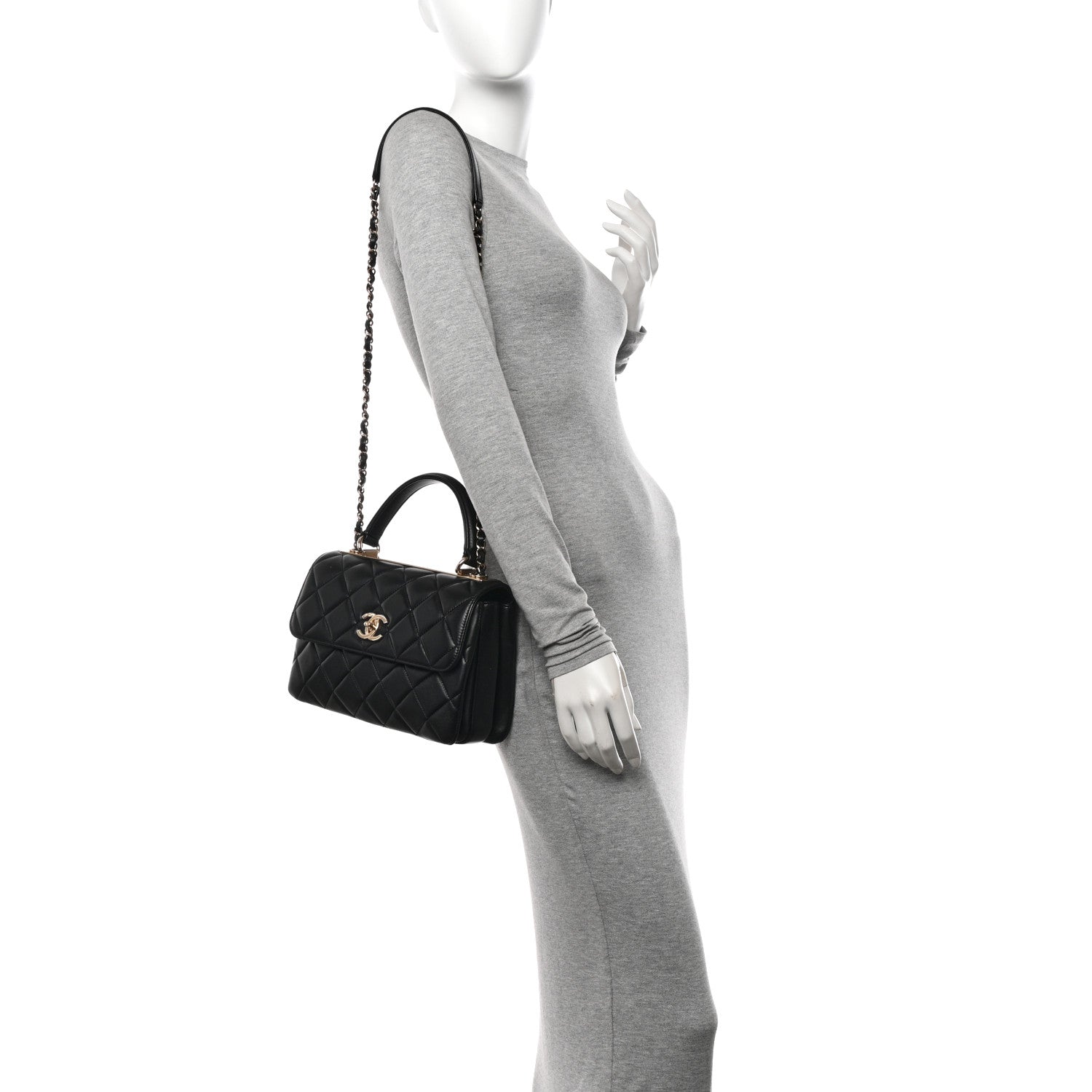 Chanel Lambskin Quilted Small Trendy CC Dual Handle Flap Bag Black 2 of 11