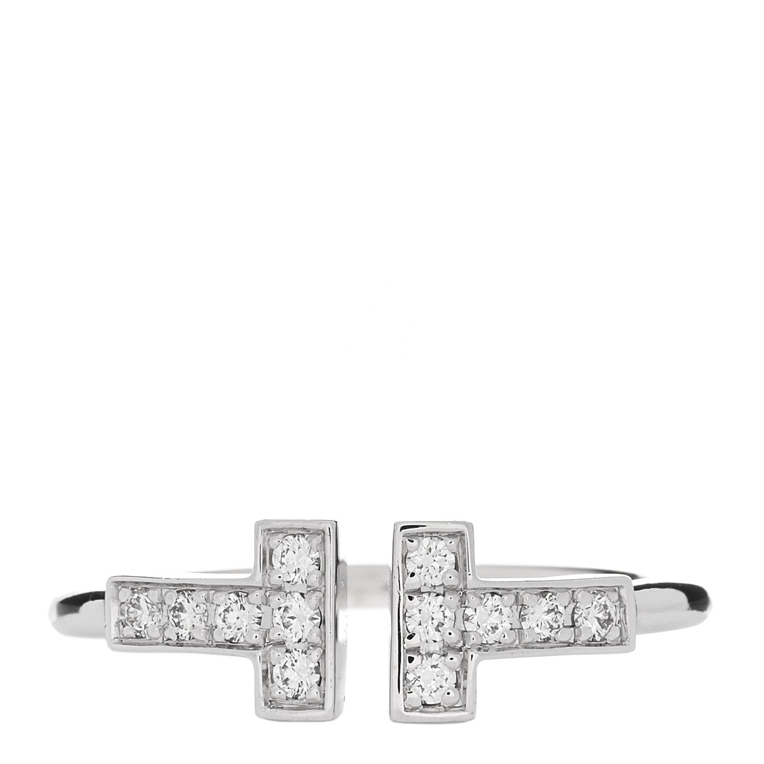 Tiffany 18K White Gold Diamond T Wire Ring 53 6.25 1 of 3