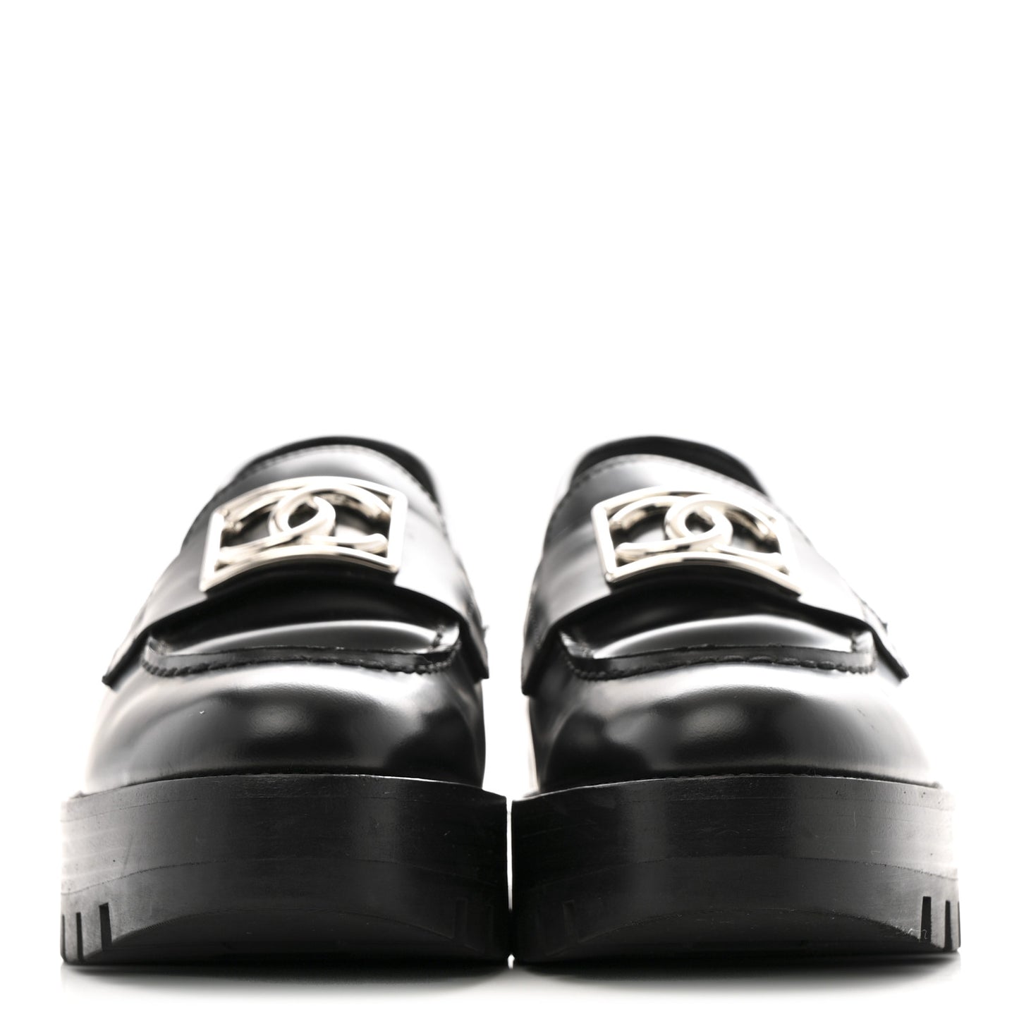 Calfskin Metal CC Loafers 35 Black