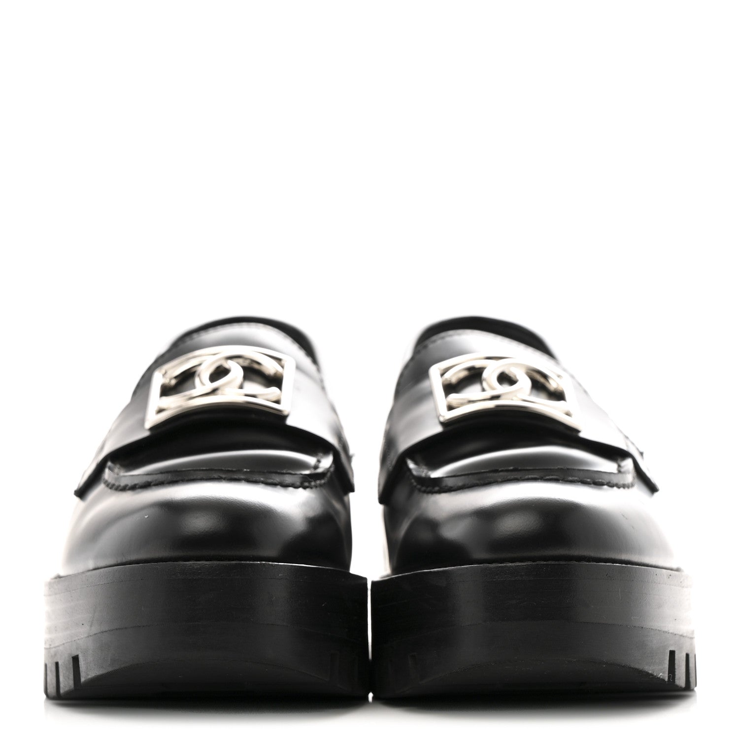 Chanel Calfskin Metal CC Loafers 35 Black 3 of 13