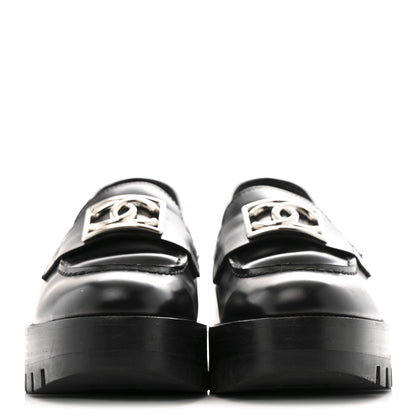 Chanel Calfskin Metal CC Loafers 35 Black 3 of 13
