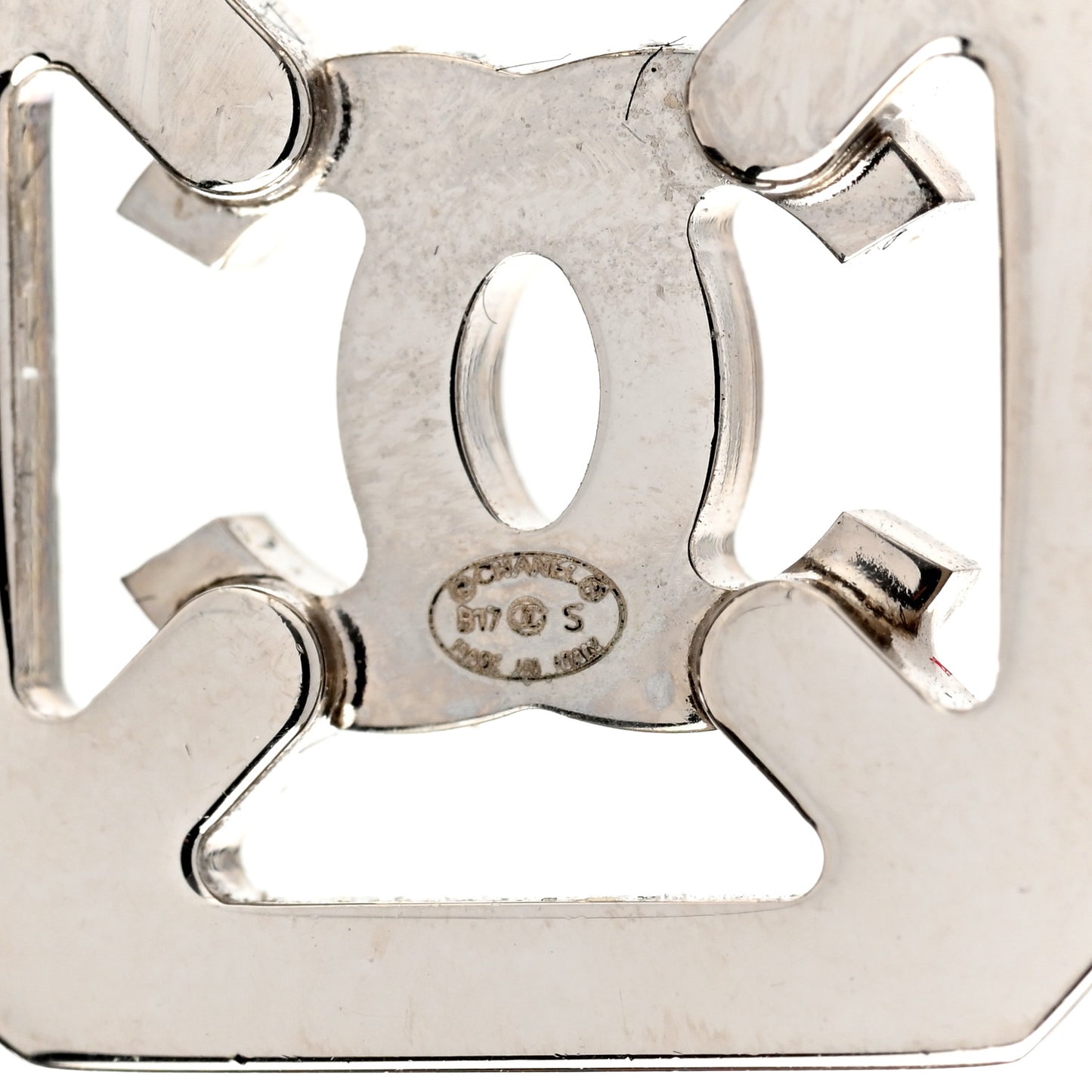 Metal Crystal Square CC Earrings Silver