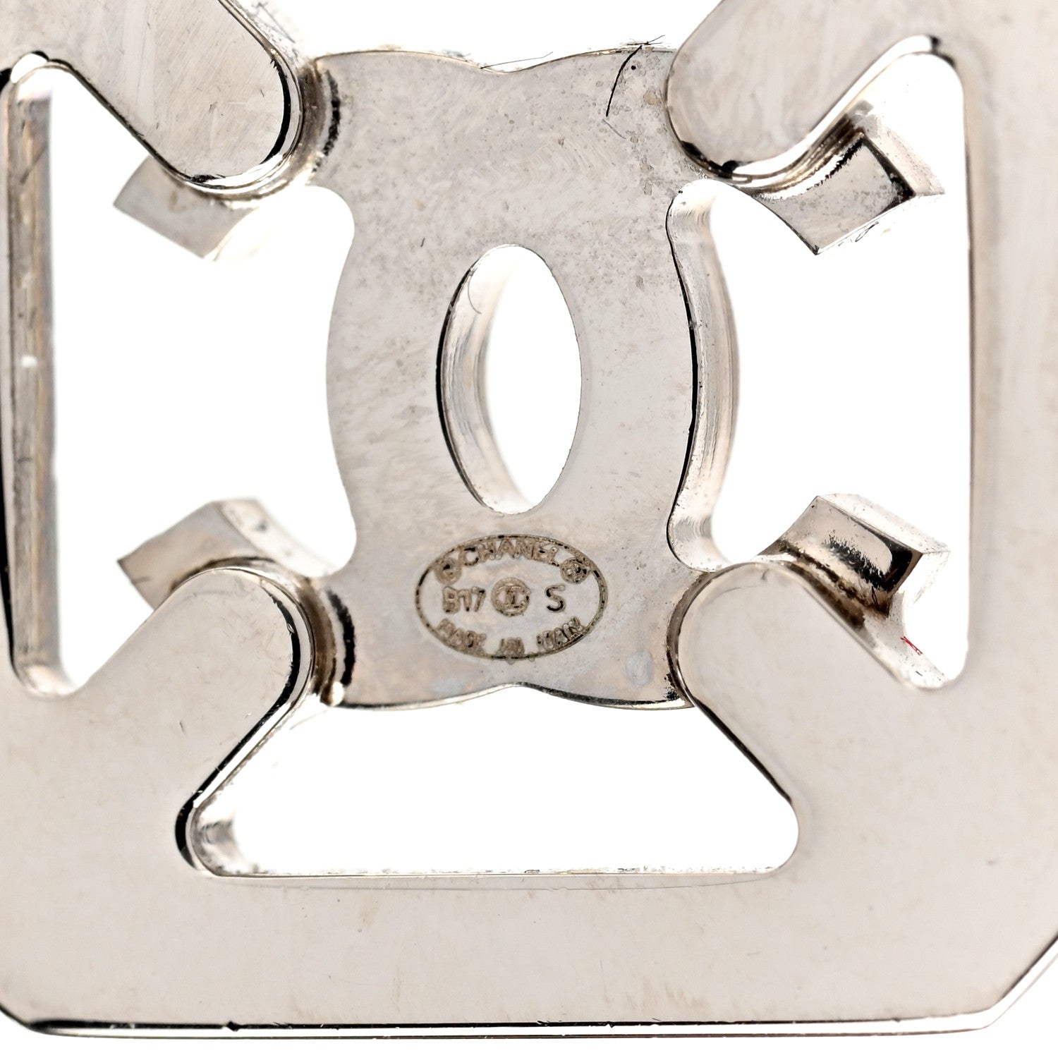 Chanel Metal Crystal Square CC Earrings Silver 3 of 4