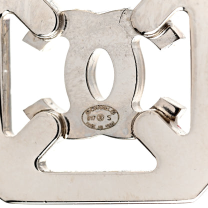 Chanel Metal Crystal Square CC Earrings Silver 3 of 4