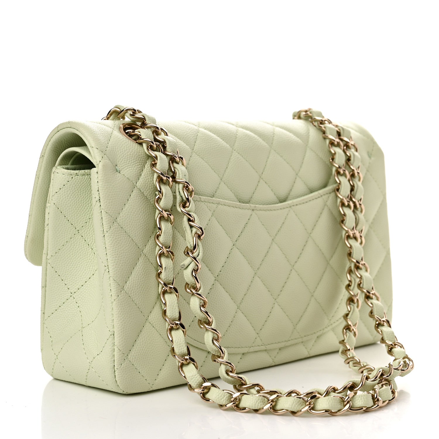 Chanel Caviar Quilted Small Double Flap Light Green 3 of 10