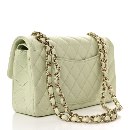 Chanel Caviar Quilted Small Double Flap Light Green 3 of 10
