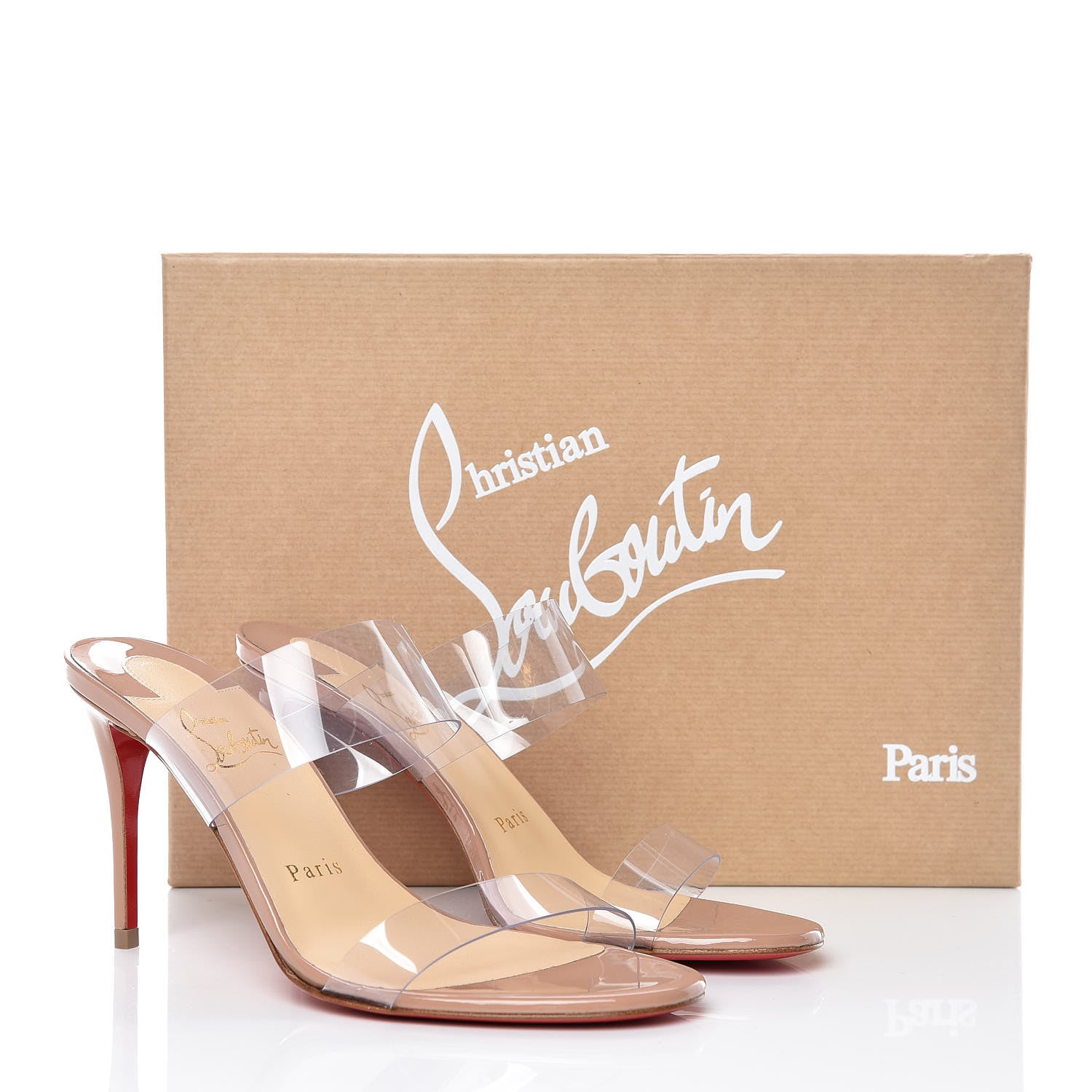 Christian Louboutin Patent PVC Just Nothing 85 Slide Sandals 36 Nude 8 of 8