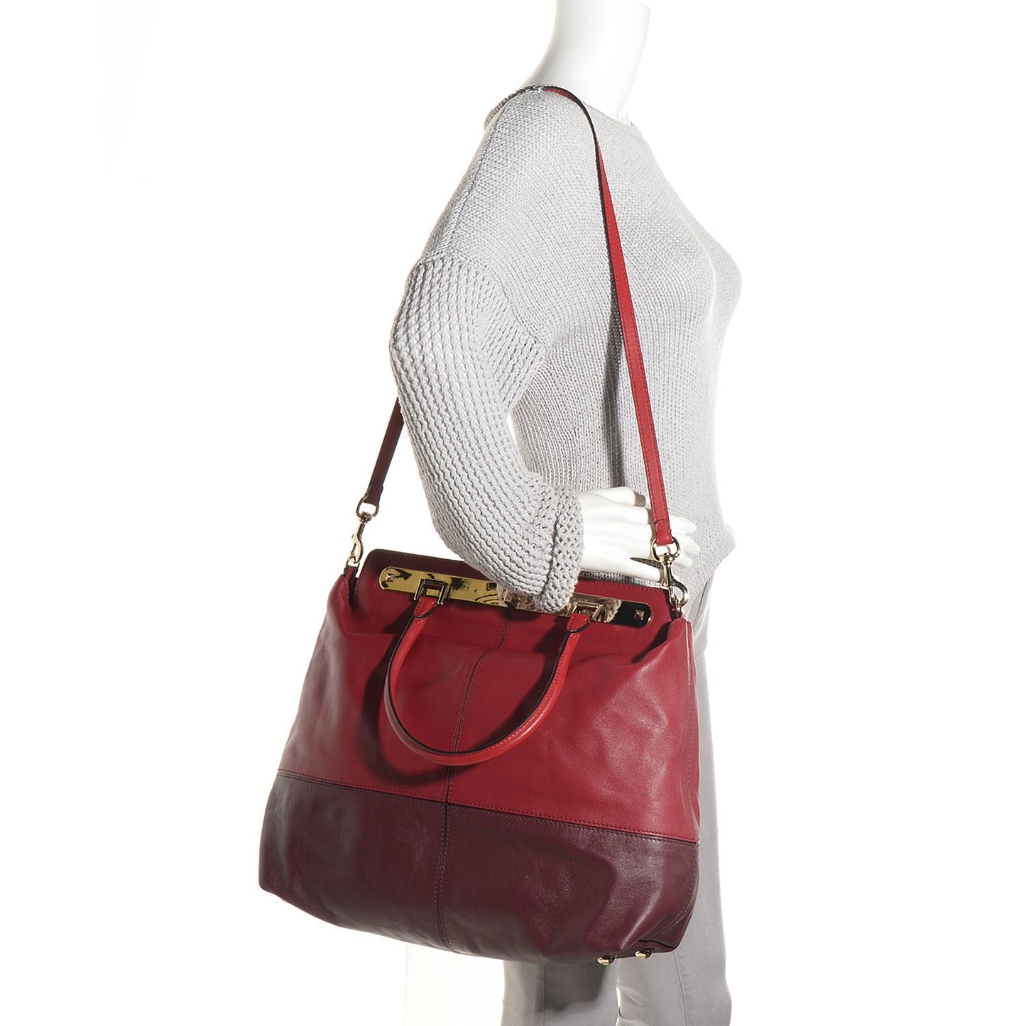 Leather Top Handle Tote Scarlet