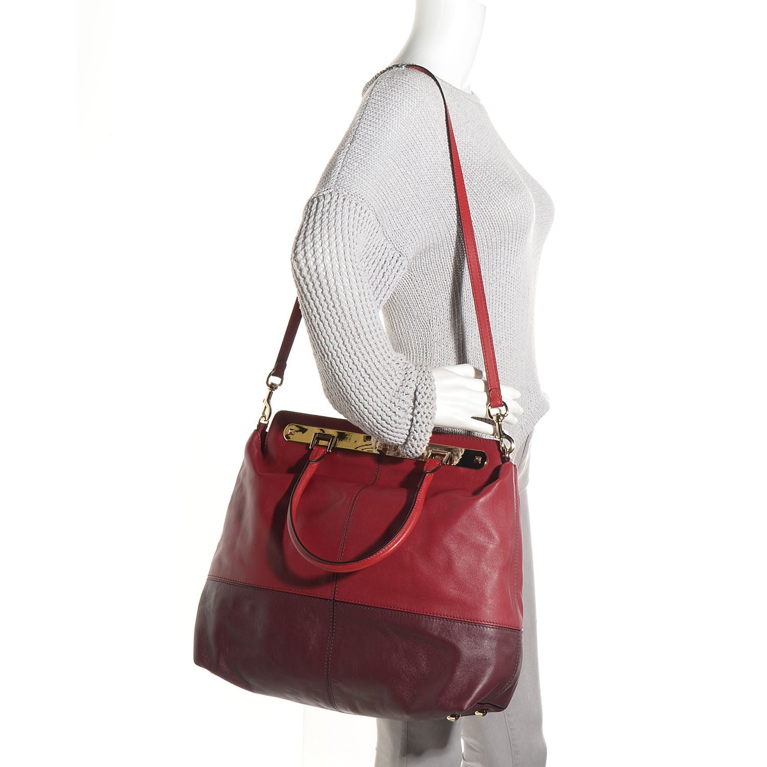 Valentino Garavani Leather Top Handle Tote Scarlet 2 of 9