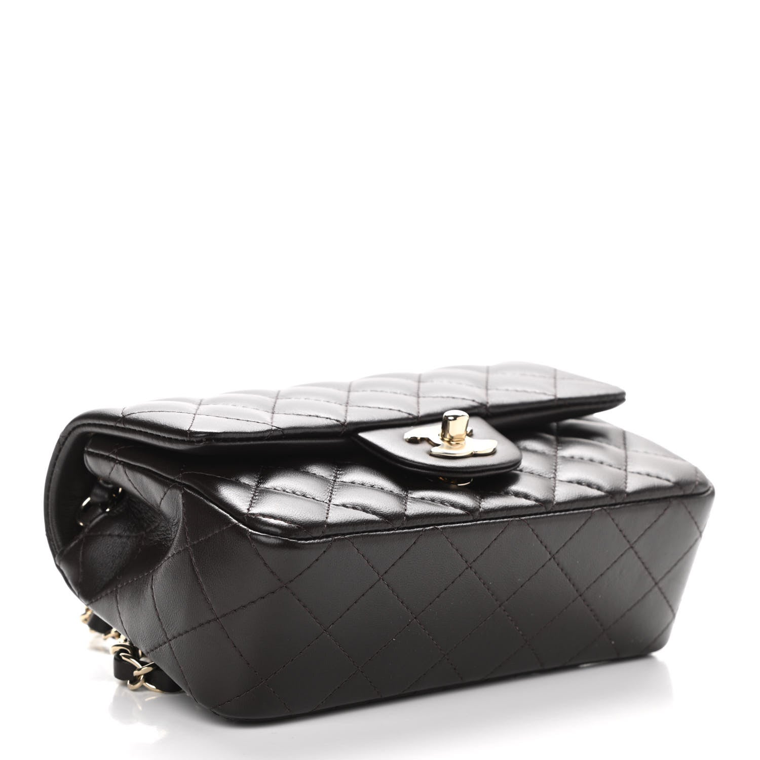 Chanel Lambskin Quilted Mini Rectangular Flap Dark Brown 4 of 10
