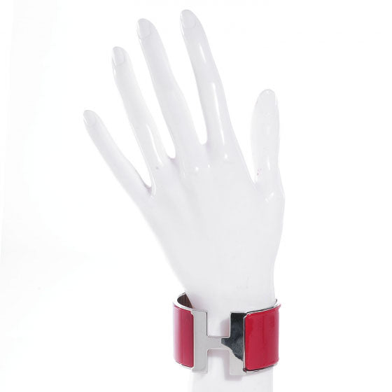 Hermes Enamel Clic Clac H Extra Wide Bracelet PM Red 2 of 4