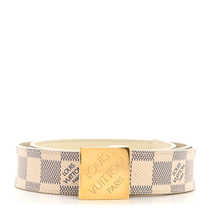 Louis Vuitton Damier Azur LV Paris Buckle Belt 80 32 Gold 1 of 5