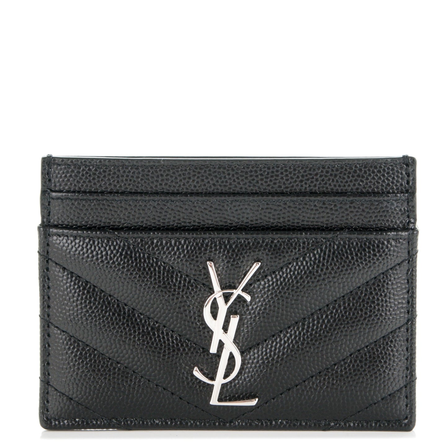 Grain De Poudre Matelasse Chevron Monogram Credit Card Case Black